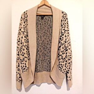Rachel Zoe Open Cardigan Sweater Animal Print Leopard Womens Size M